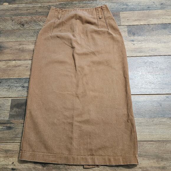 Best American Clothing Company Heavy Duty Cowgirl Brown Midi Denim Skirt - Picture 1 of 10